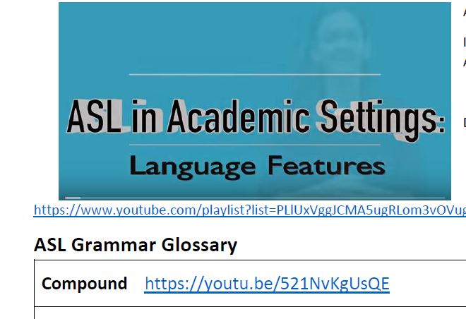 Blue cover of ASL grammar sheet.