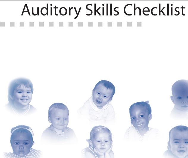 cover of the auditory skills checklist white with faces on it
