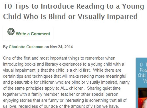 Ten Tips to Introduce Reading to a Young Child Who Is Blind or Visually Impaired