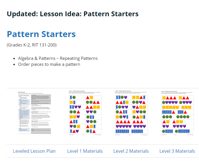 Grades K-2 Lesson Plan Idea: Pattern Starters