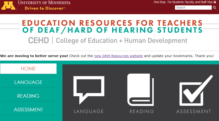 University of Minnesota’s Education Resources for Teachers of Deaf/Hard of Hearing Students