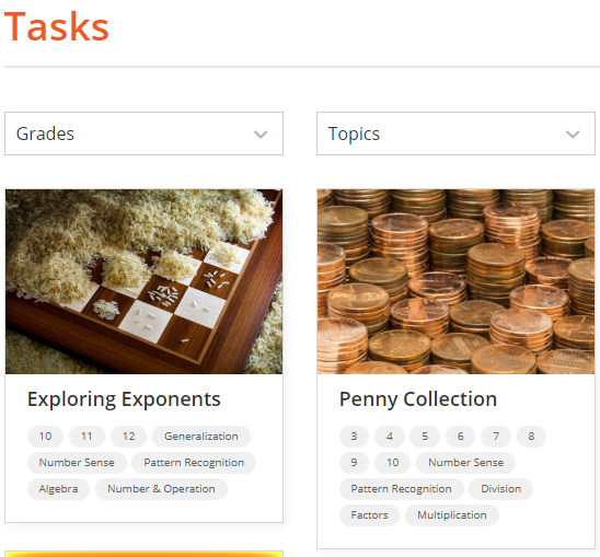 snapshot of webpage showing the various lessons available.