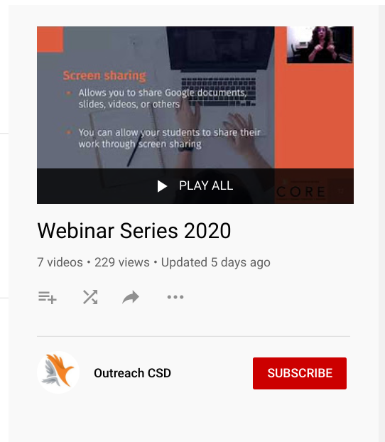 picture of youtube homepage showing the webinar series and screenshot inset of first video