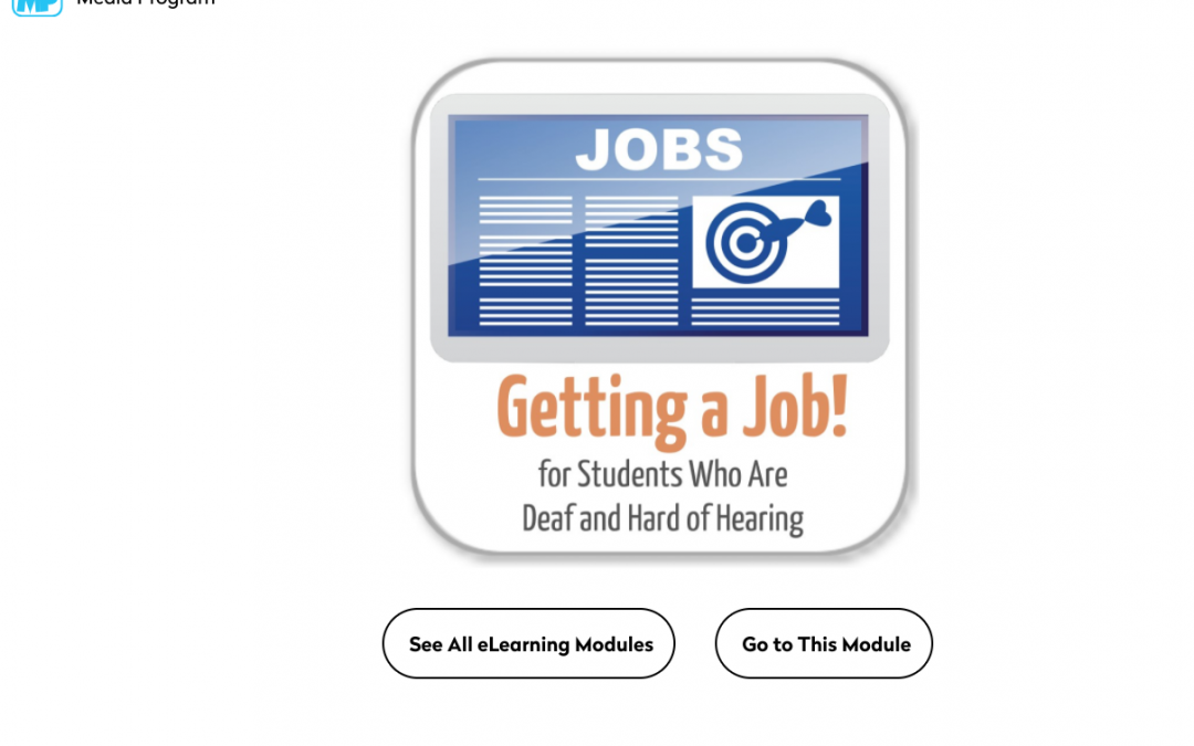 square with blue rectangle that says Jobs and has a bullseye target above orange getting a job words and Job