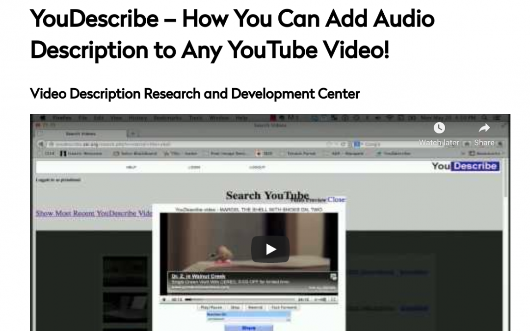 YouDescribe – How You Can Add Audio Description to Any YouTube Video!