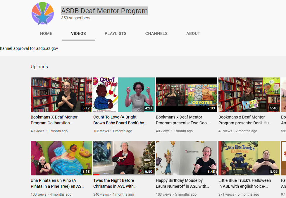 ASDB Deaf Mentor Program Signed Videos