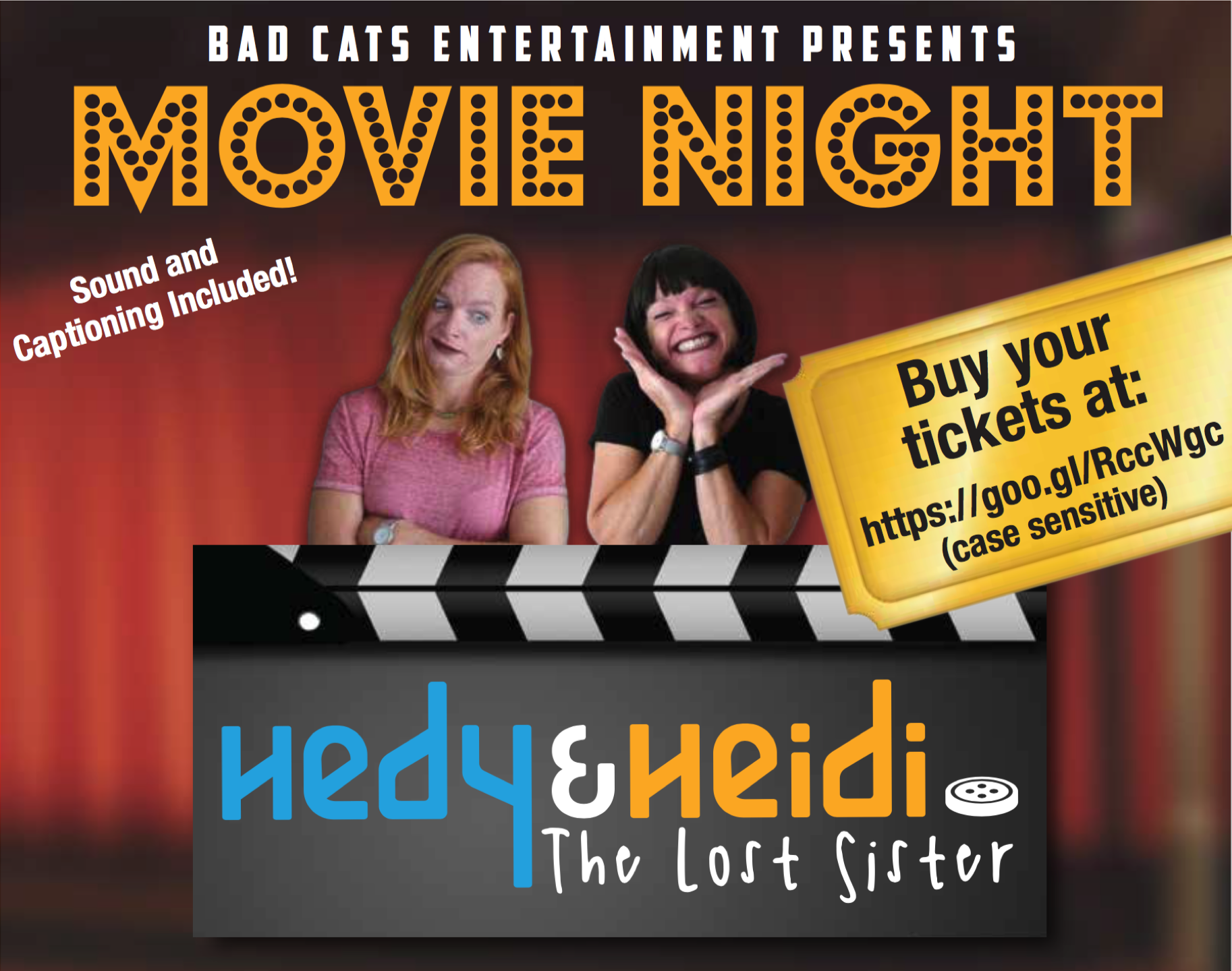 flyer for movie night with Hedy and Heidi the lost sister