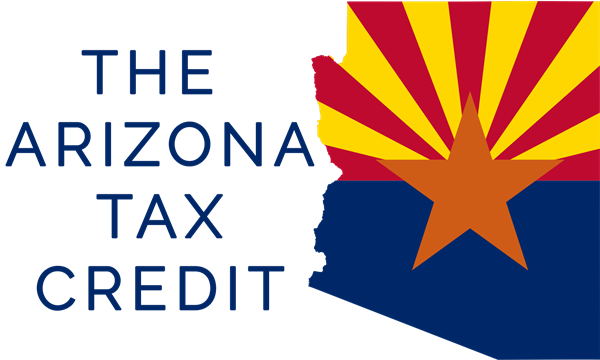 The Arizona Tax Credit. Graphic of Arizona with the state flag.