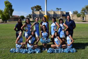 A group photo of the PDSD cheerleaders on the grass