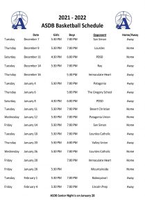 High school Basketball Schedule for the fall season 2021
