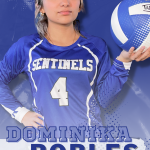 Photo of a student holding a volleyball on a graphic that reads, "Game Day."