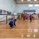 Photo of a student preparing for goalball
