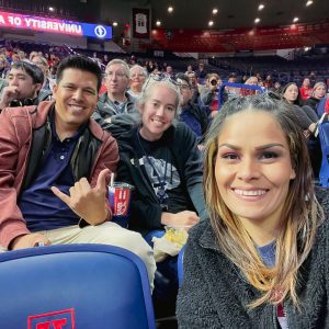 Photo of a group of staff members at a game