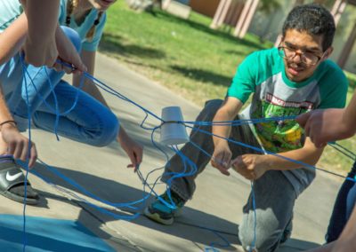 Students participate in a group project at Camp Leap 2017